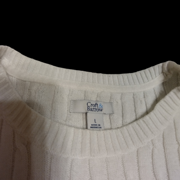 ♥️ 💙 Women's Croft Barrow White cardigan sweater Size L - Picture 3 of 4
